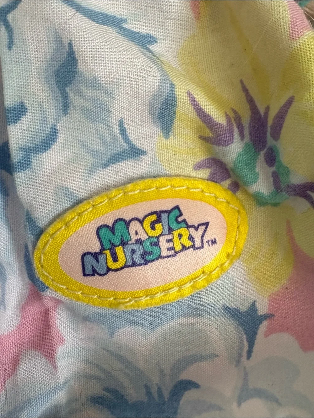 VTG Mattel Magic Nursery 14in Soft Body Doll Blonde Curly Hair Blue Eyes 1989